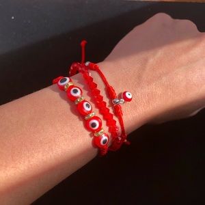Set of 3| Red Evil Eye Stackable Bracelet for Kids